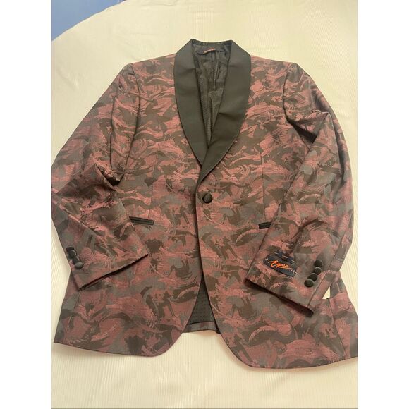 NWT Egara Men’s Black Plum Slim Fit Tuxedo Blazer Size 42R New - Picture 1 of 11